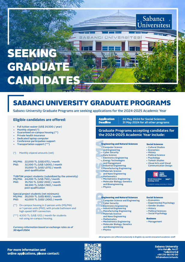 Graduate Study Opportunities at Sabancı University