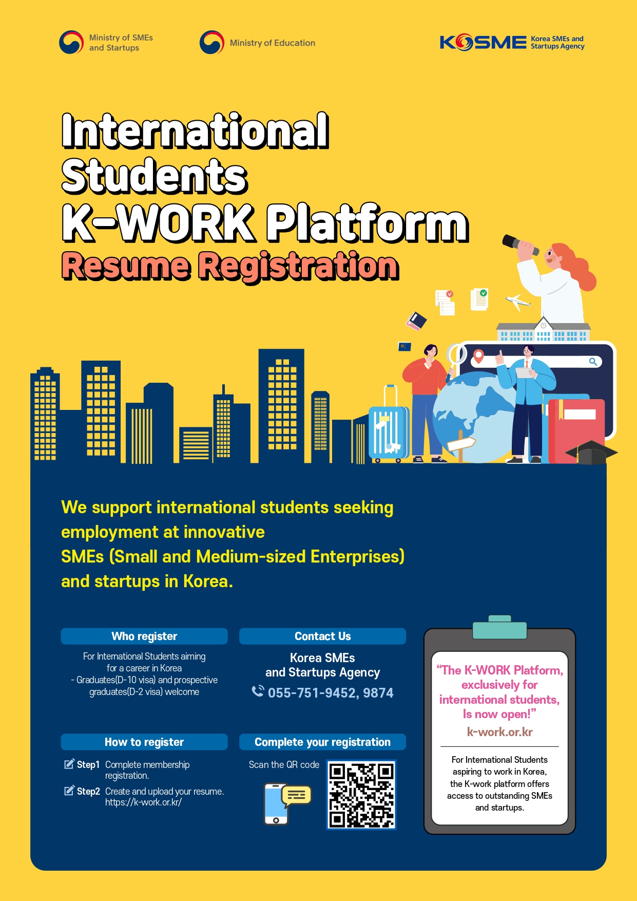 Ministry of Education International Students K-WORK Platform Resume Registration