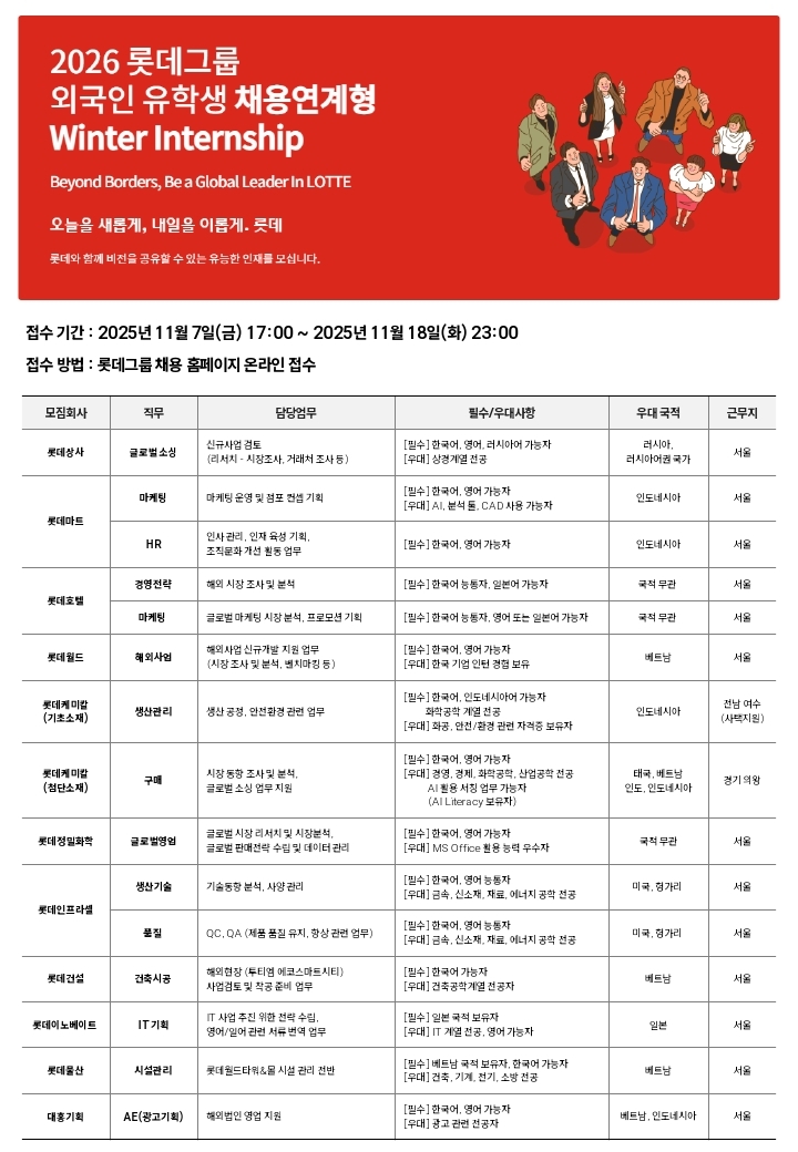 롯데그룹 인턴십